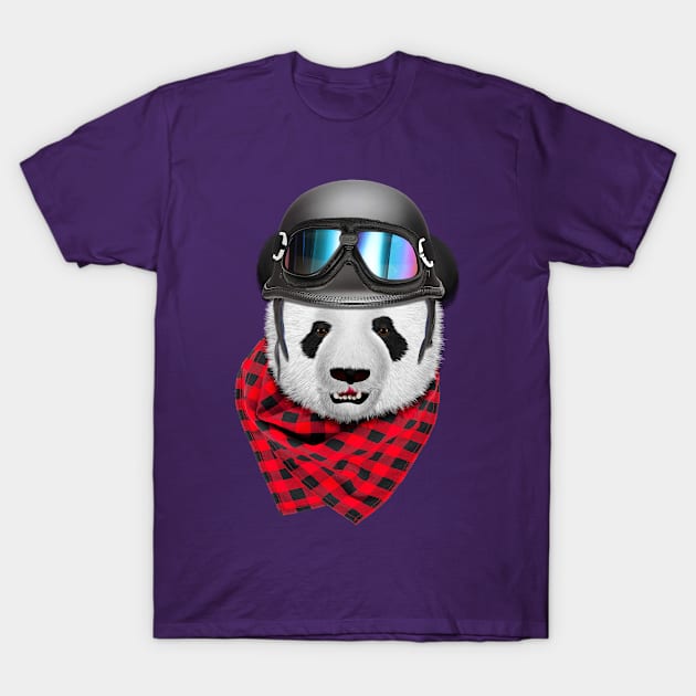 Panda Biker 2 T-Shirt by Ratherkool